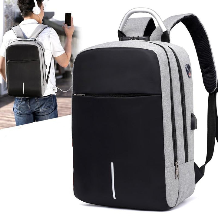 Unisex anti-theft laptop backpack with USB charging port & hidden zippers. Perfect for tech-savvy commuters.