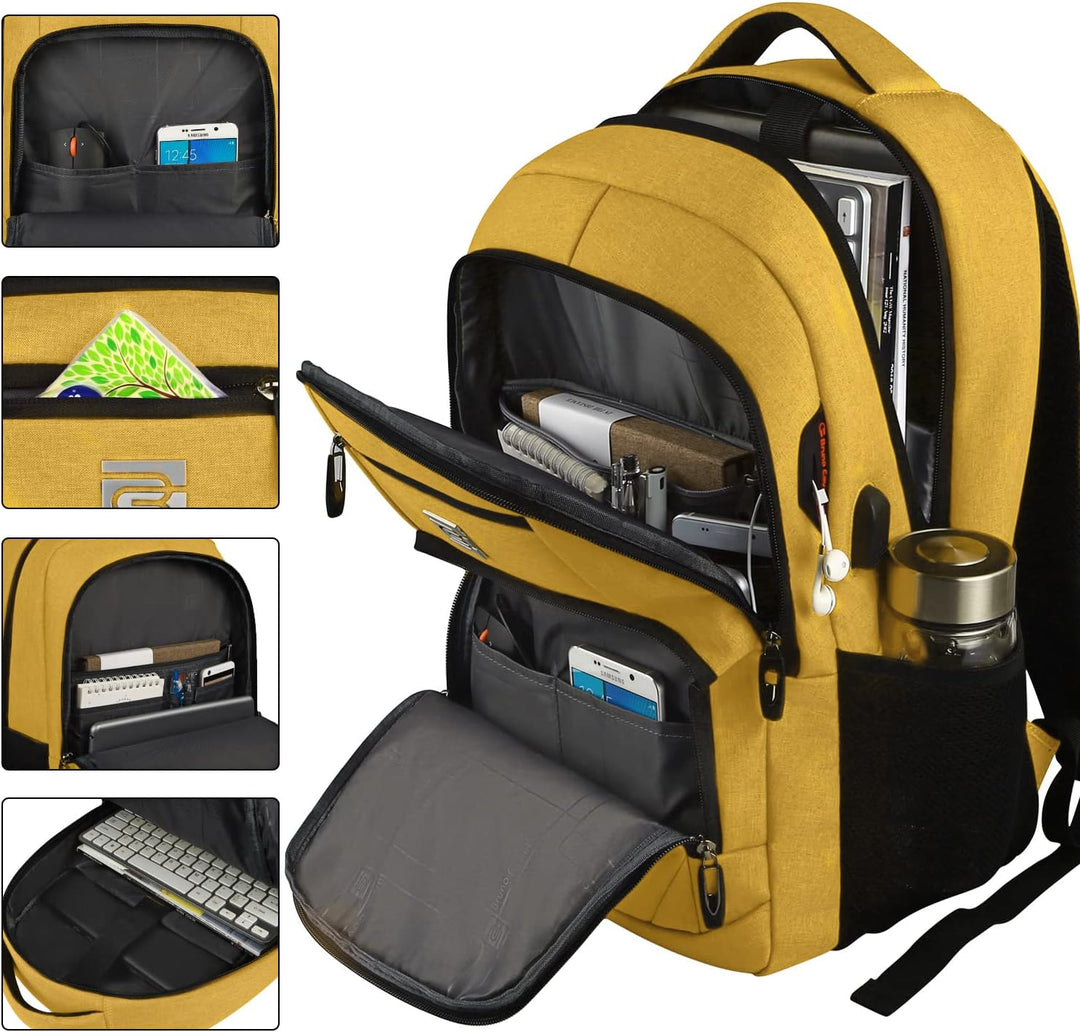 Anti-theft travel backpack, water-resistant with USB port, ideal for short trips & security.