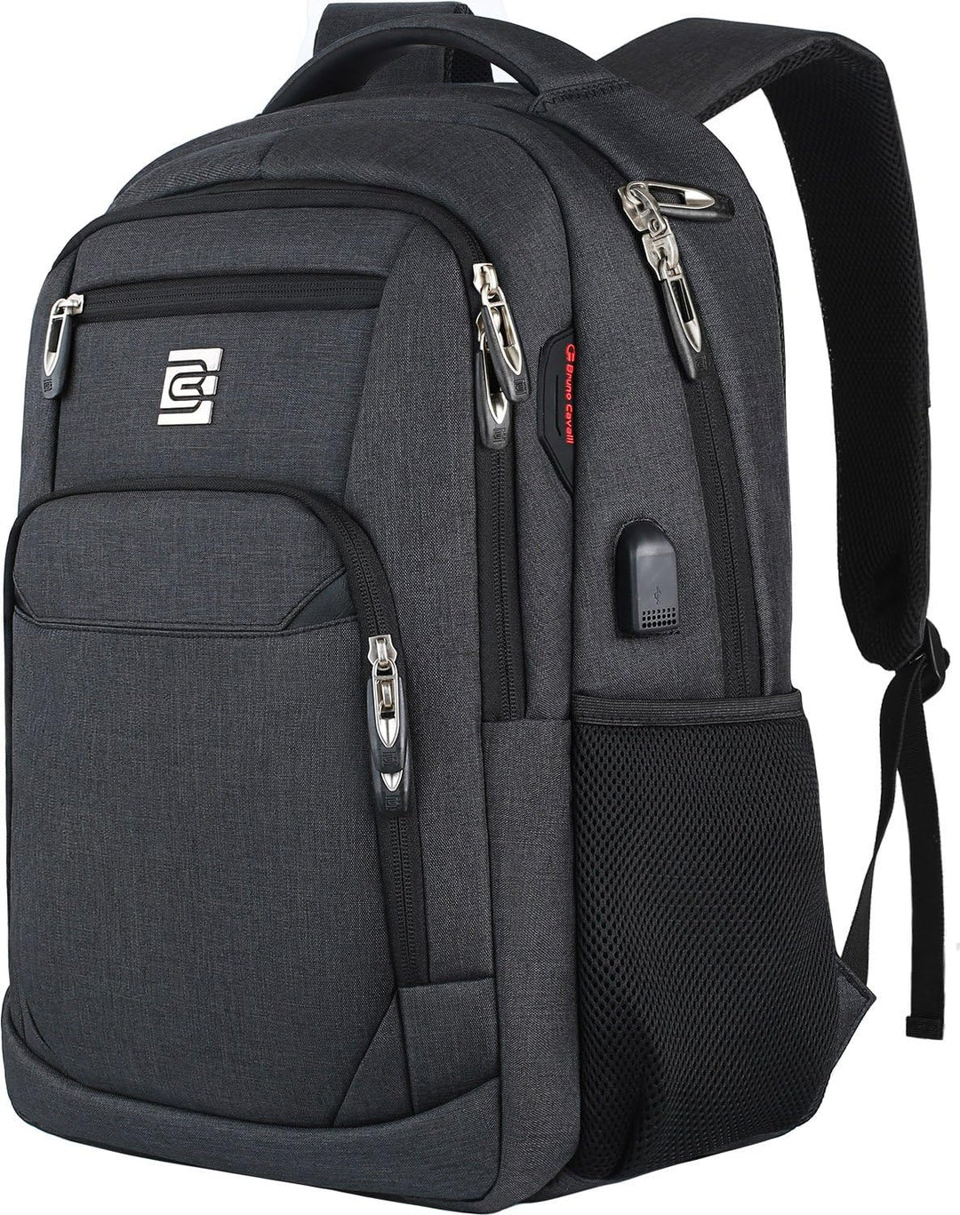 Durable anti-theft laptop backpack for business travel, includes USB charging port.