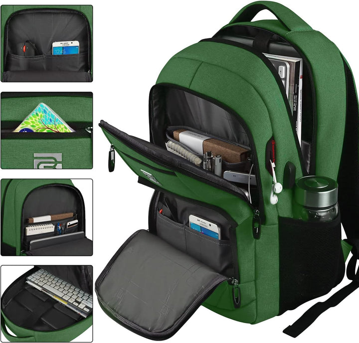 Water-resistant anti-theft school bag with USB, keeps electronics dry & charged.
