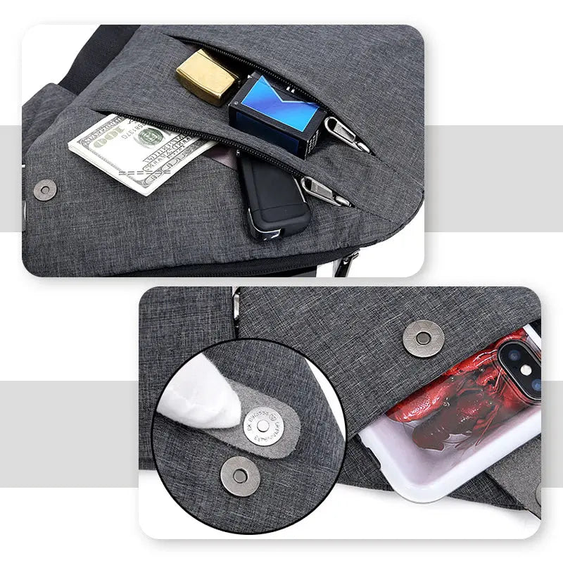 Unisex anti-theft shoulder bag, secure & lightweight crossbody. Ideal for urban travel & daily discreet carry.