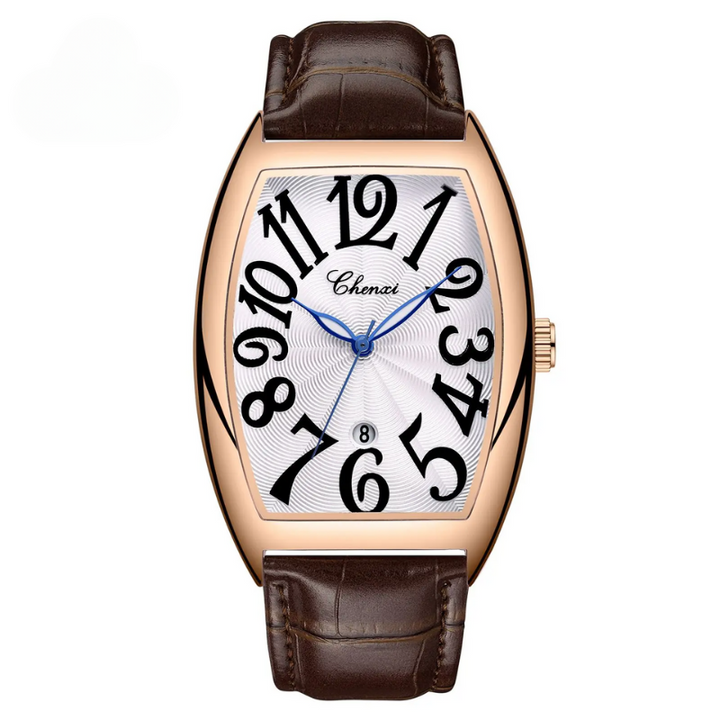 Versatile Art Deco leather watch, perfect as a men's or women's fashion accessory; unique dial.