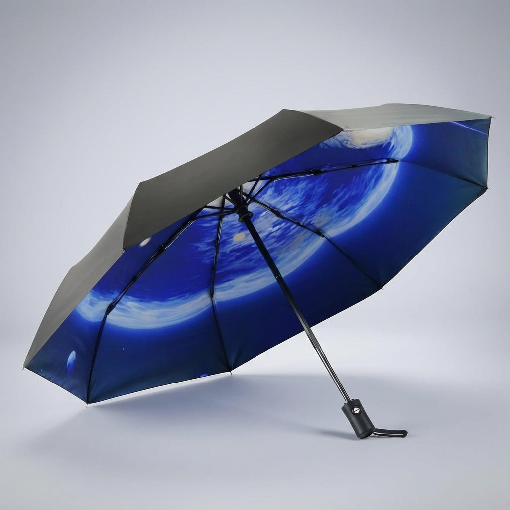 Windproof Rainova umbrella, shown open to highlight its sturdy frame & waterproof canopy design.