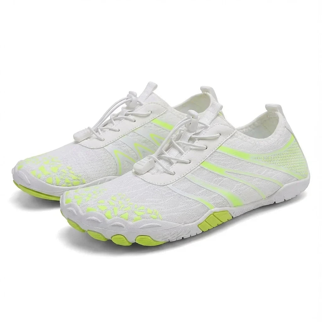 Close-up of the non-slip sole on lightweight unisex barefoot comfort shoes, ideal for safe walking.