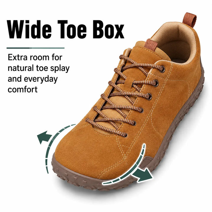 Comfortable wide toe box barefoot shoes, great for hiking and outdoor activities.