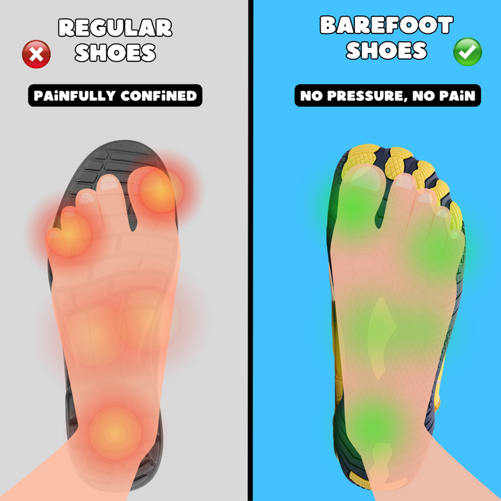 Lightweight flexible unisex barefoot shoes, roomy toe box for natural movement & all-day comfort.