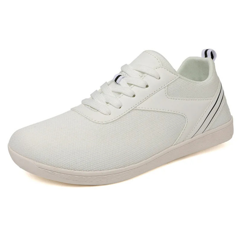 Unisex barefoot walking shoes with flexible black sole and breathable gray upper for minimal feel