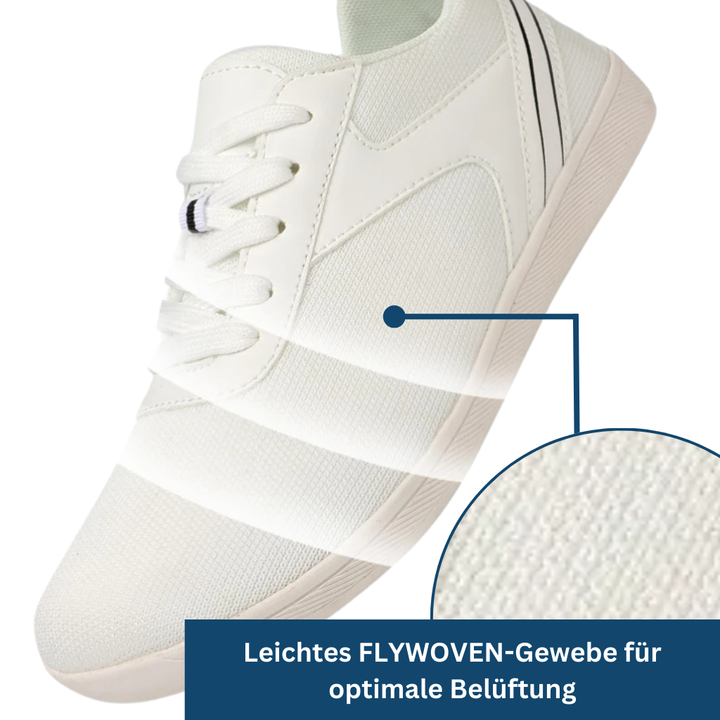 Comfortable unisex minimalist footwear with a dark gray mesh upper, emphasizing natural foot movement