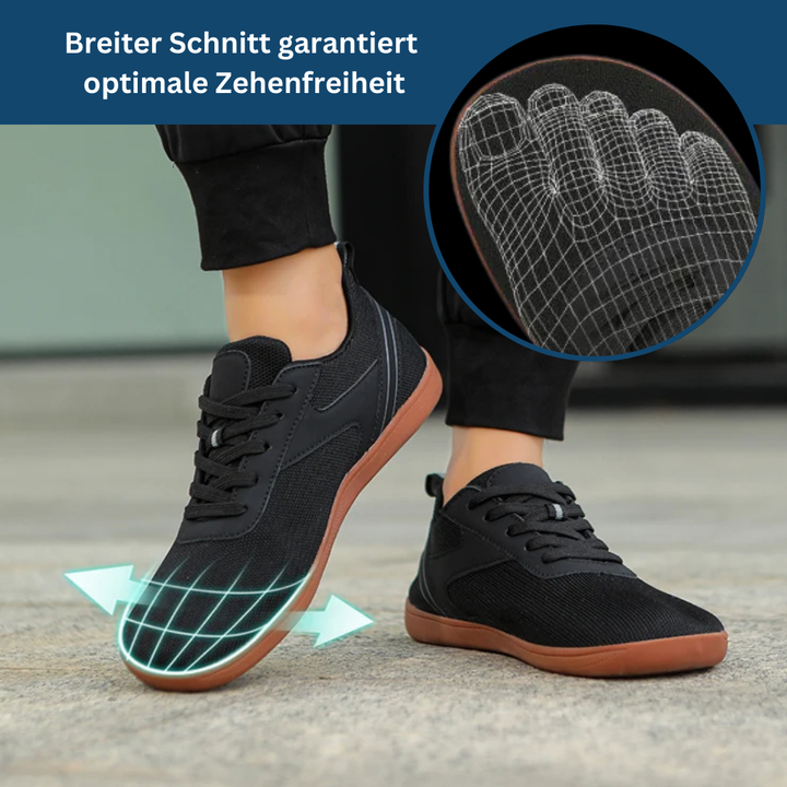 Barefoot-style walking shoes for men and women, shown from the side with a low-profile design