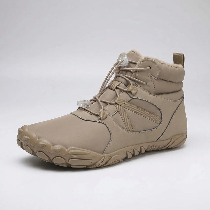 Warm unisex barefoot winter ankle boots. Enjoy natural movement & comfort in cold, wet outdoor conditions.