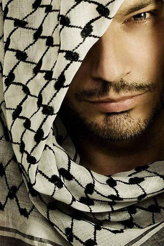 Tactical keffiyeh shemagh in black and white pattern for outdoor gear and head wrap