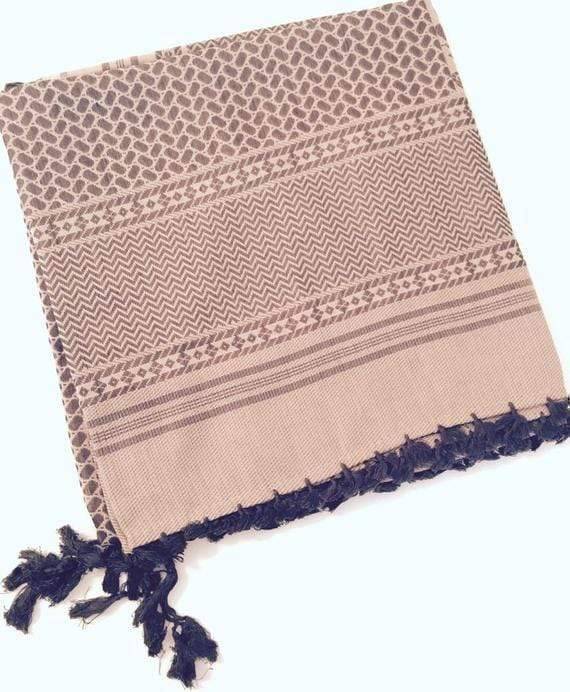 Classic black and white keffiyeh shemagh, unisex head wrap & neck scarf, breathable cotton