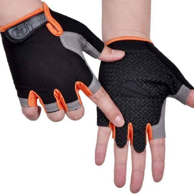 Fingerless cycling gloves in a flat lay, highlighting breathable and lightweight design