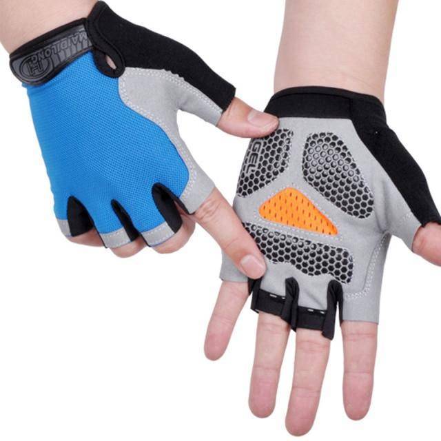 Pair of breathable fingerless cycling gloves for men and women, padded for comfort