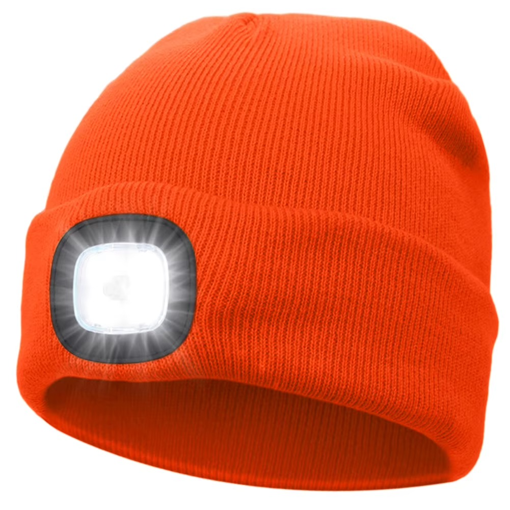 Person enjoying an early morning walk wearing a comfortable and warm LED beanie hat.