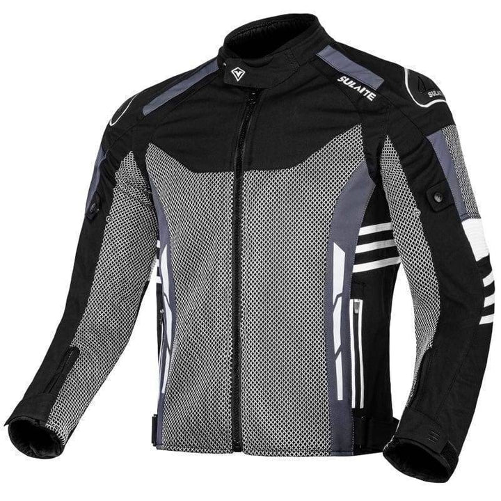 Unisex black mesh motorcycle jacket with CE armor for summer riding protection