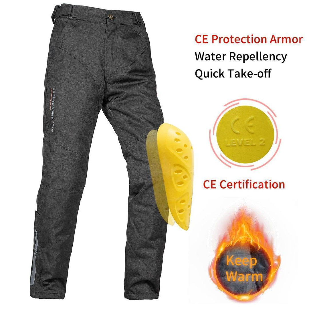 Full shot of unisex quick release motorcycle cargo pants, protective riding apparel with a comfortable fit.