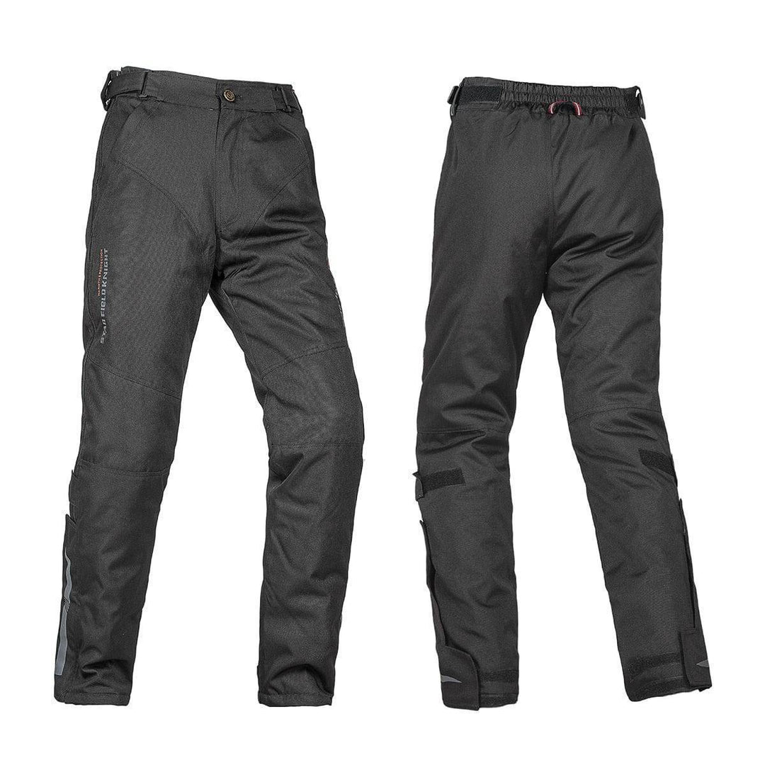 Unisex motorcycle cargo pants in action, demonstrating quick release function and windproof material for riders.