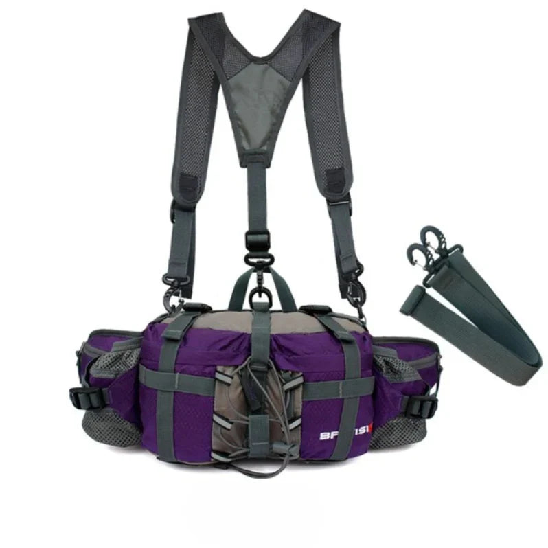Rear view of a unisex tactical waist pack, highlighting its secure fit for active sports & travel