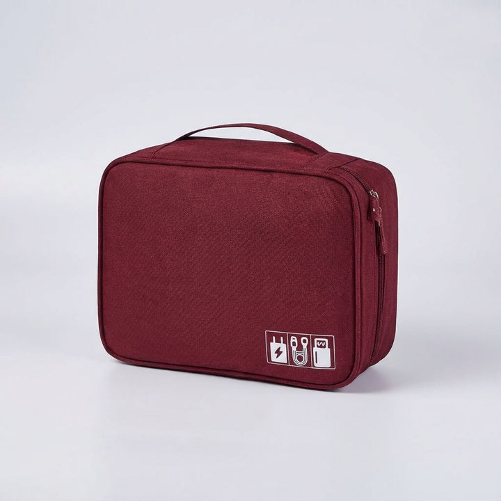 Lightweight unisex travel organizer bag for electronics, chargers, USB cables, & tech gear.
