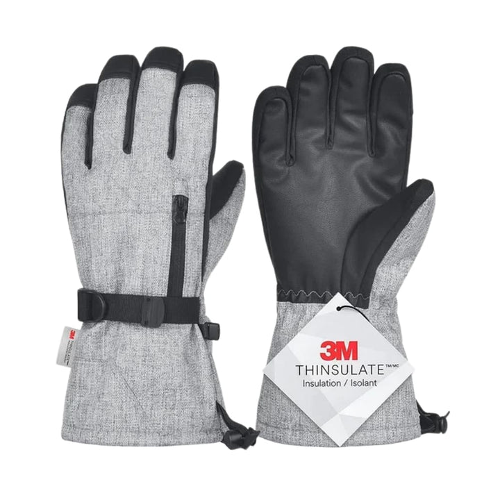 Unisex black waterproof winter gloves for skiing, hiking in snow; thermal lining