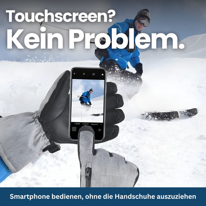 Waterproof winter gloves, black, protecting hands from snow and ice during outdoor activities