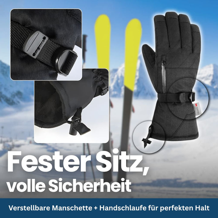 Durable black outdoor winter gloves, waterproof and thermal for men and women