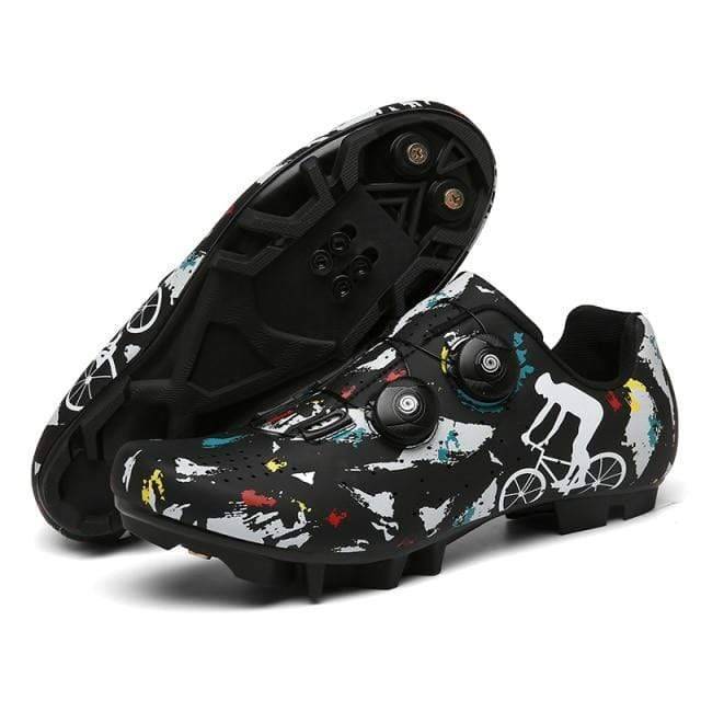 Side view of black unisex self-locking winter cycling shoes, essential bike gear