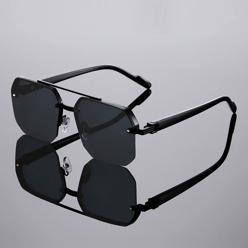 Modern unisex geometric fashion eyewear with gradient lenses, lightweight, and full UV protection.