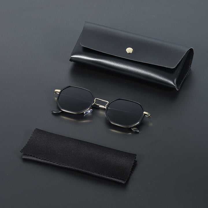 Unisex bold hexagonal sunglasses with UV400 protection & modern metal frame.