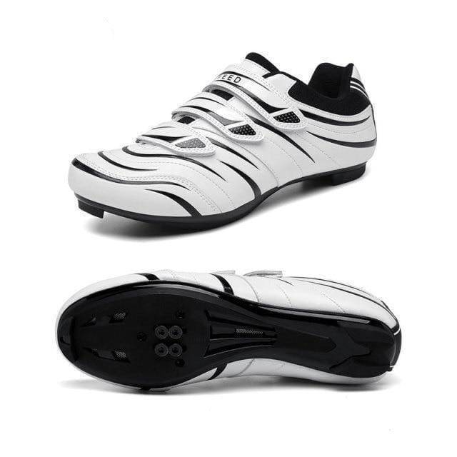Collage of unisex cycling shoes, showcasing versatility for road and mountain biking