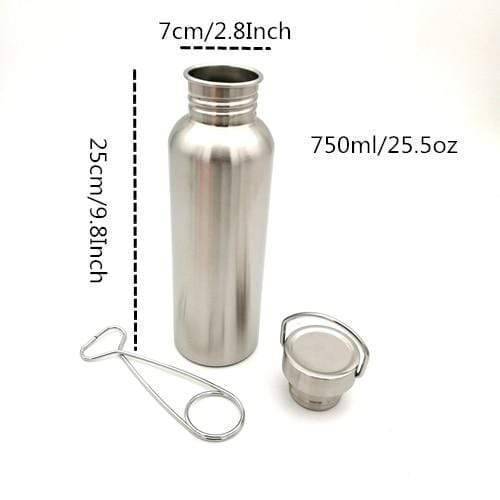 Bushcraft stainless steel water bottle with wide mouth for easy filling & cleaning during hikes