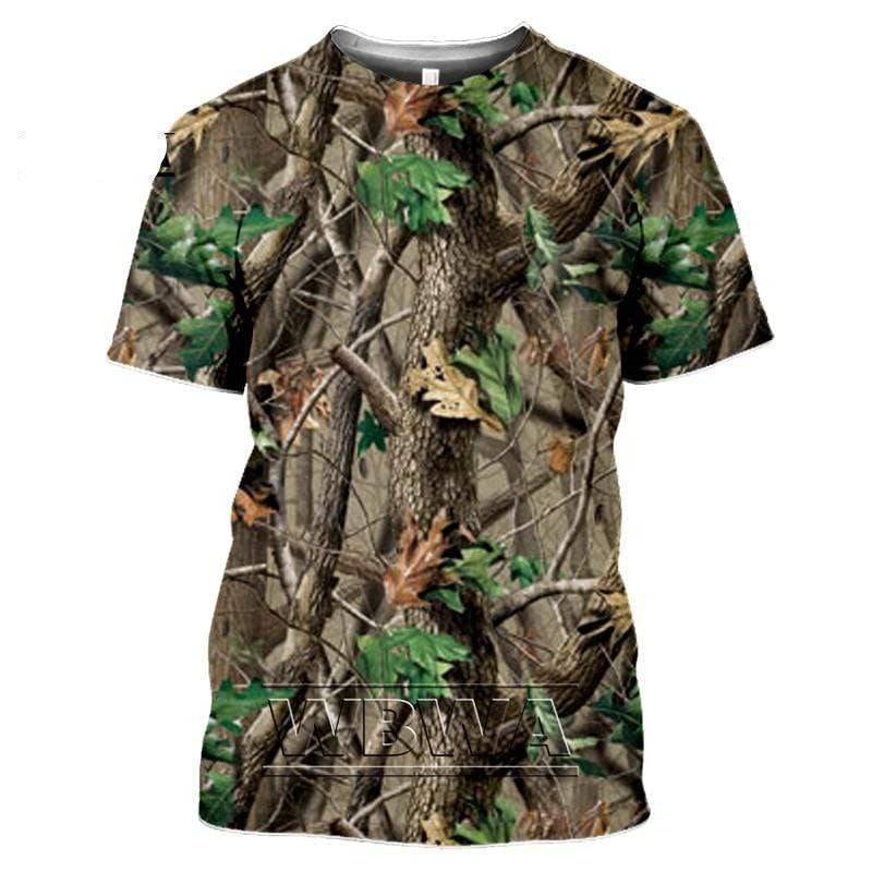 Tactical camouflage tee, unisex broadcloth for hunting and military style outdoor wear