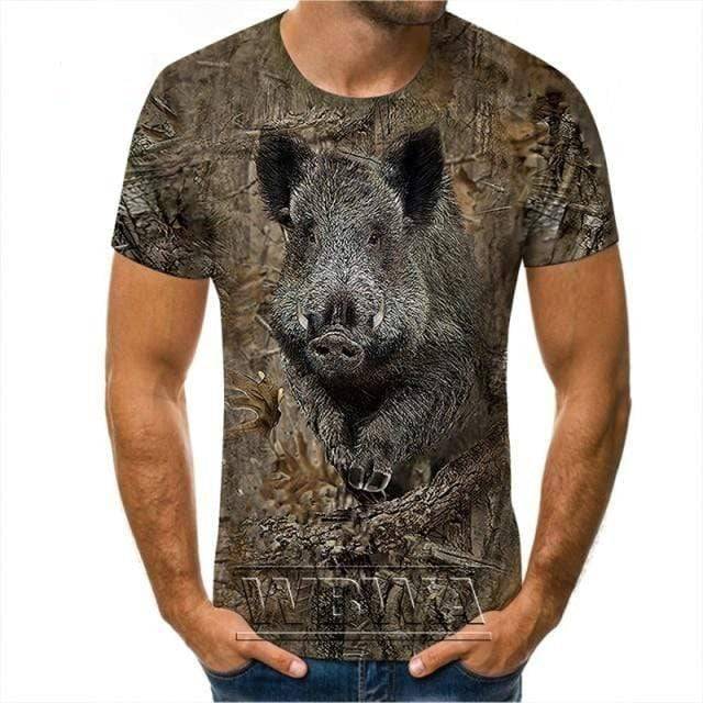 Adventure gear camouflage tee, unisex, short sleeve, broadcloth material for rugged outdoor use