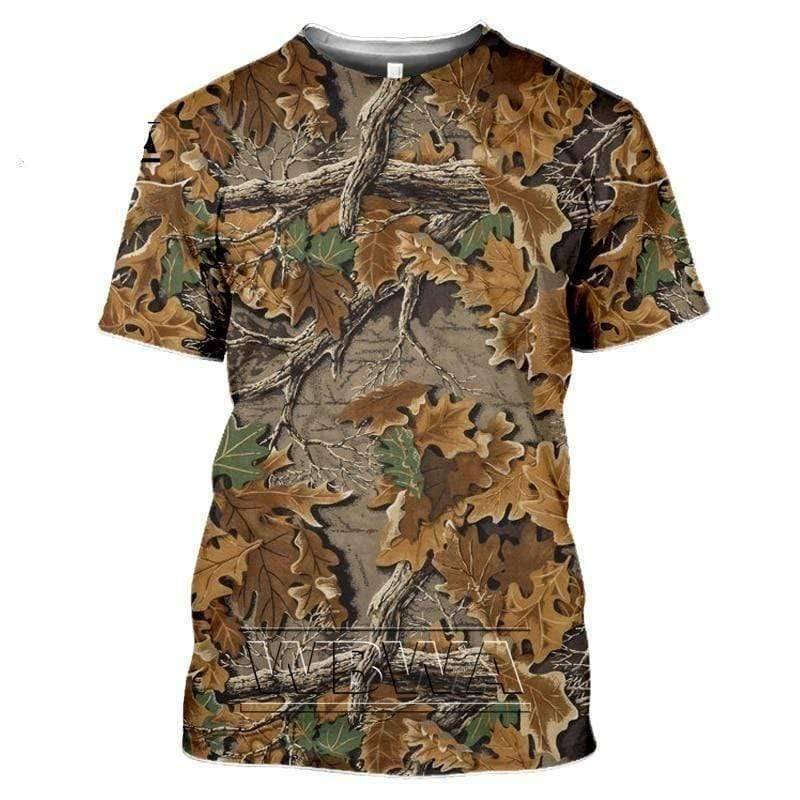 Hunting apparel: unisex camouflage short sleeve t-shirt, polyester spandex, ideal for outdoors