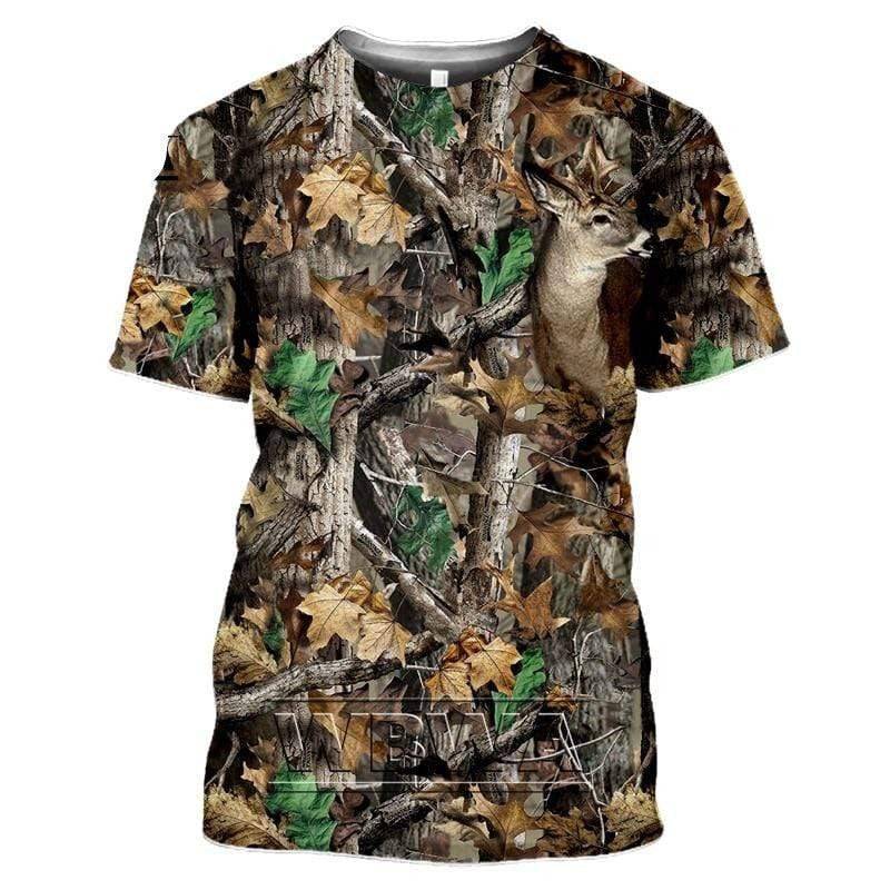 Military style camouflage t-shirt, broadcloth fabric, unisex design for tactical outdoor use