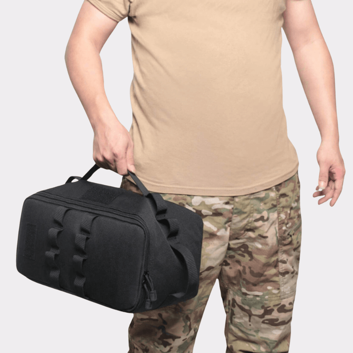 Unisex camping cooking gear storage bag, durable and portable for outdoor camp kitchen organization.