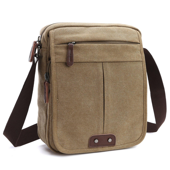 Versatile & durable canvas shoulder bag. Multi-pocket design, great as a unisex crossbody or messenger bag in various colors.