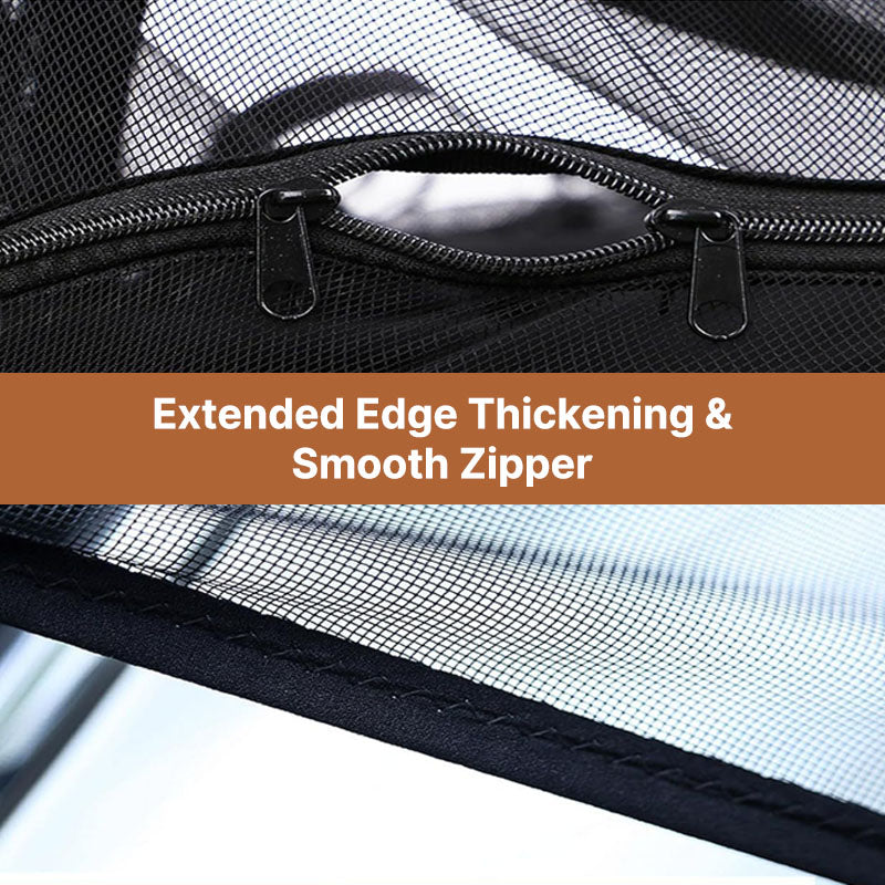 SUV accessory: Black mosquito net for car camping trunk, provides shelter and insect protection on road trips
