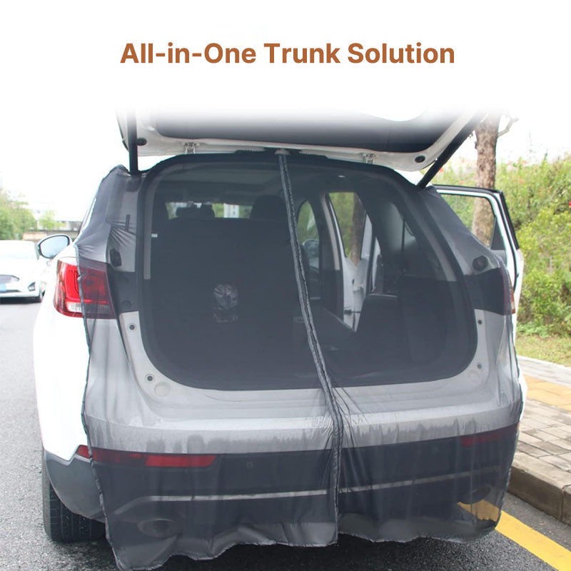 New camping shelter: Unisex mosquito net for car trunks, offers ventilation and keeps bugs out while car camping