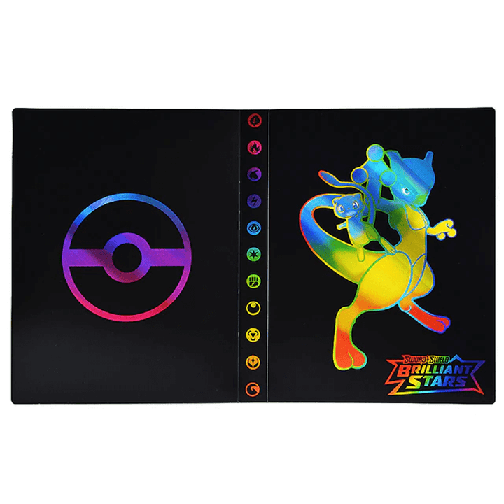 Black PVC card album binder, storing 240 collectible cards with protective sleeves.