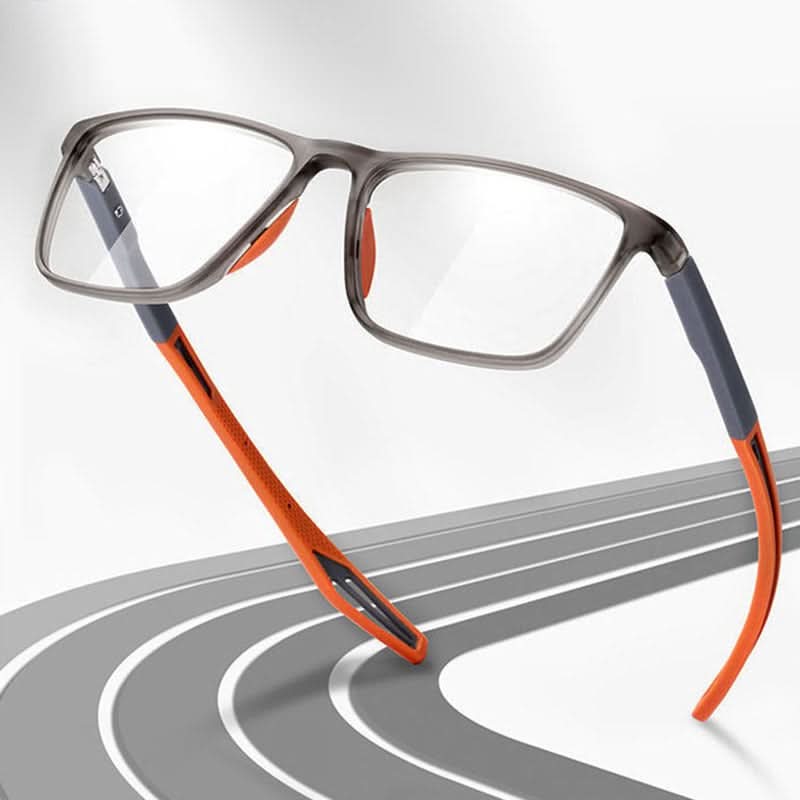 Detail of flexible frame of ClarityFlex ultralight reading glasses, ensuring comfort & durability.
