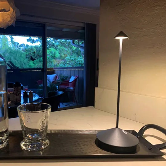 Wireless LED table lamp, ClarityGlow, dimmable & rechargeable, perfect for contemporary decor.