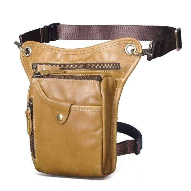 Back view of classic leather sling bag, showing comfortable padding and secure fit for unisex