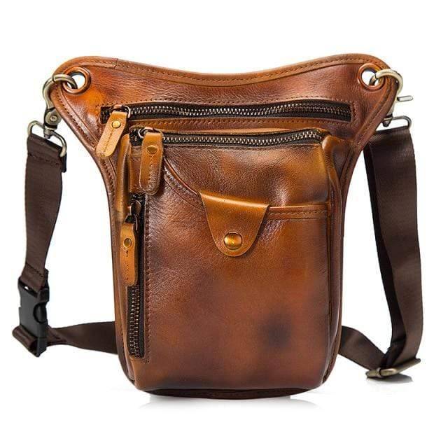 Unisex genuine cowhide leather sling bag, elegant design for urban and outdoor exploration