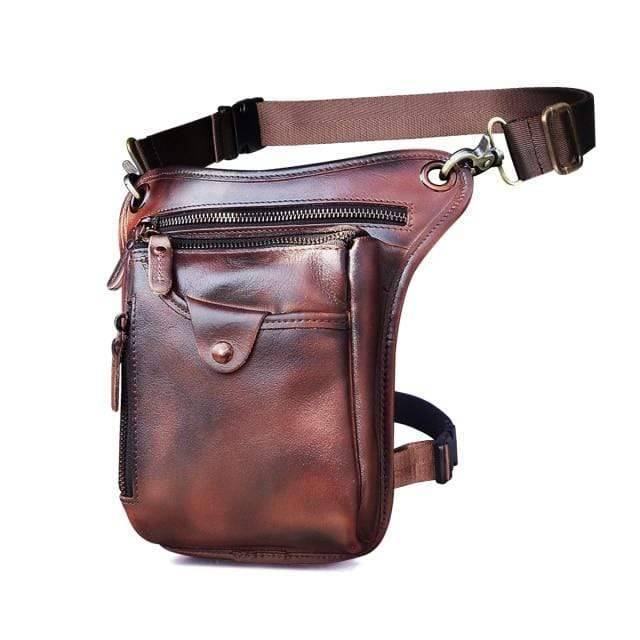 Unisex leather waist pack in a vibrant outdoor setting, perfect for active lifestyles