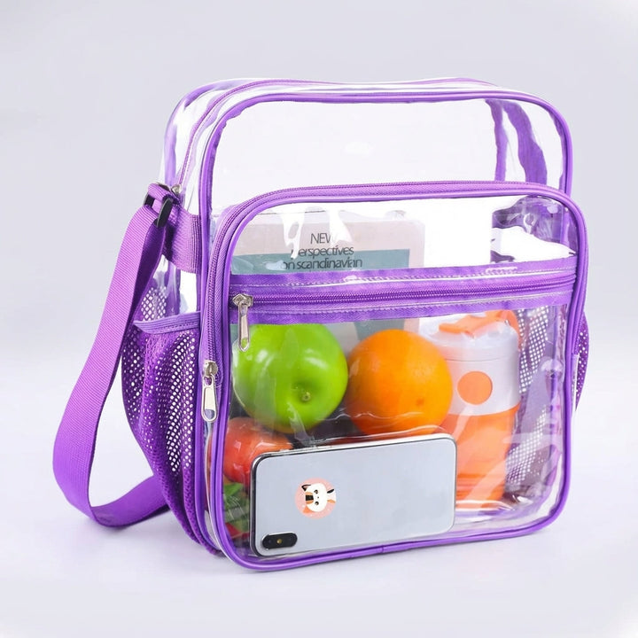 Compact clear PVC crossbody bag, stadium & concert approved. Secure & easy to carry essentials.