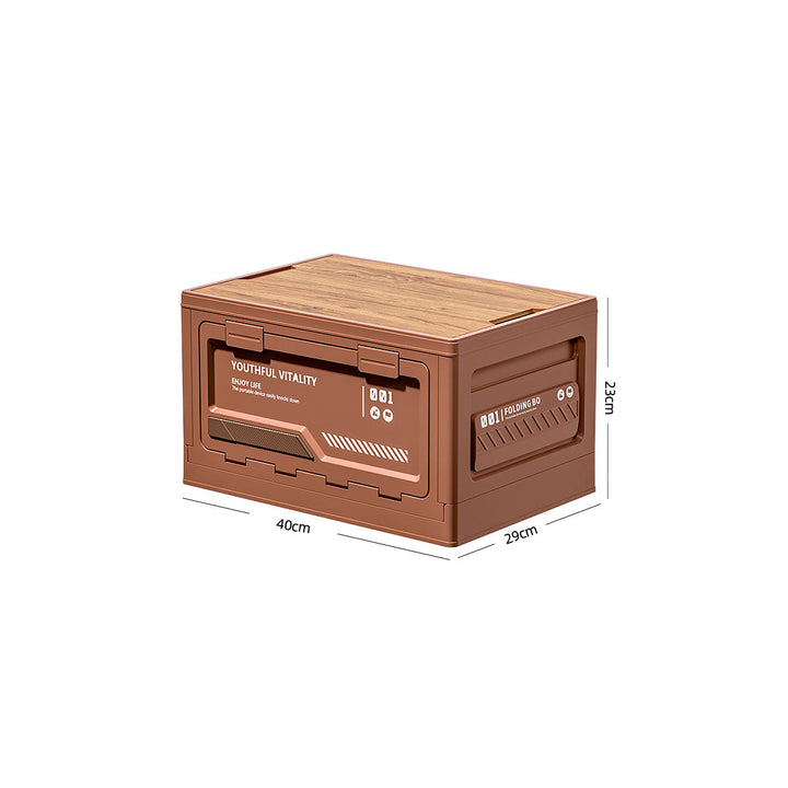 Innovative collapsible camping storage box, designed with a functional table top for outdoor activities