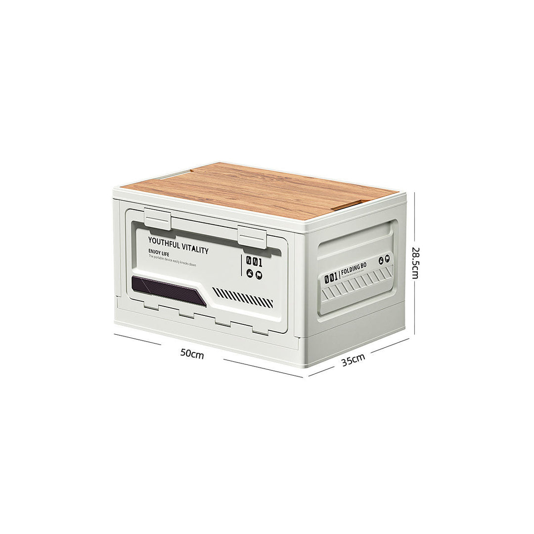 Adventure-ready collapsible storage, offering portable organization and a convenient camping table surface