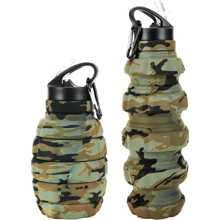 Unisex collapsible silicone water bottle, 19 fl oz, for travel & outdoor hydration.